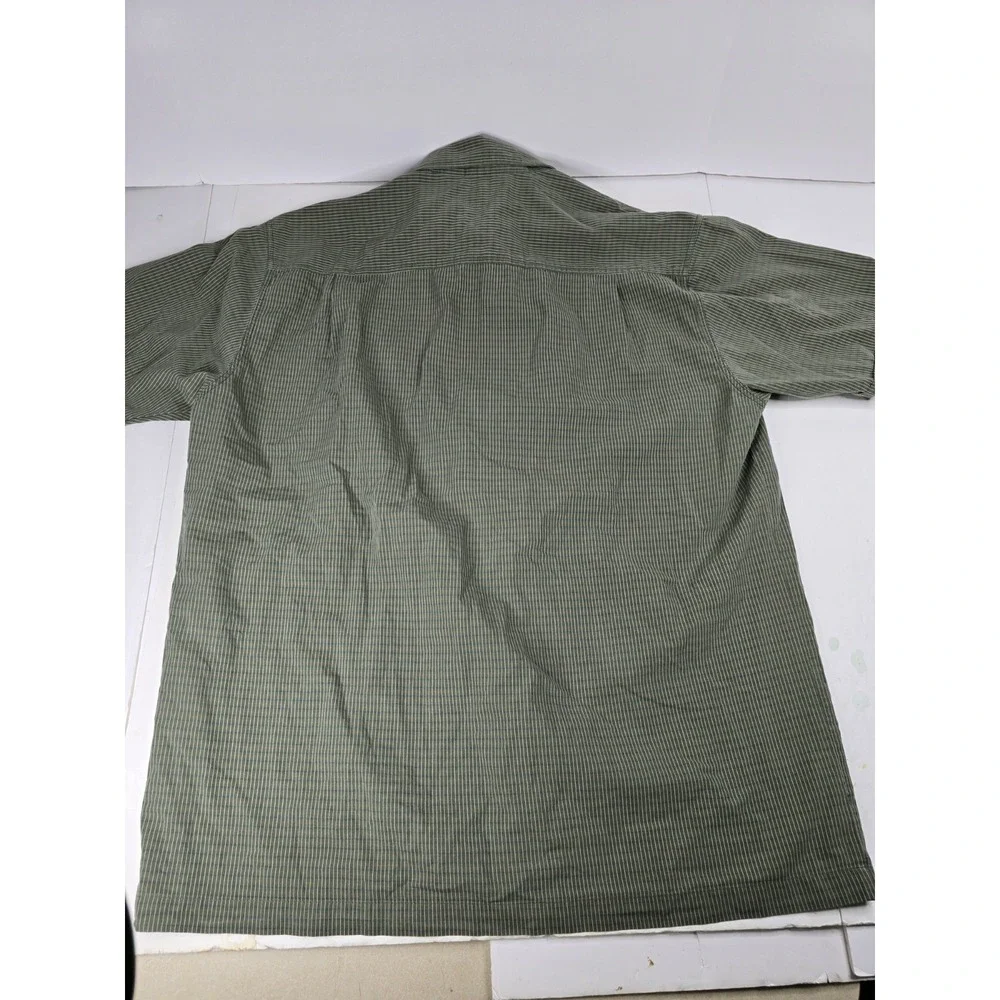 Vintage Levis Silver Tab Shirt Mens‎ L large Green Striped Short Sleeve Cotton